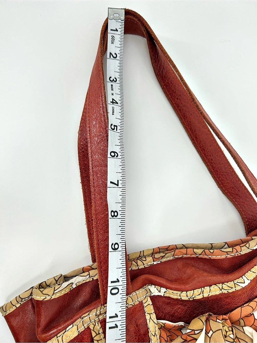 Anthropologie Lucky Penny Red Leather Scarf Bow Tote Bag - Picture 15 of 16
